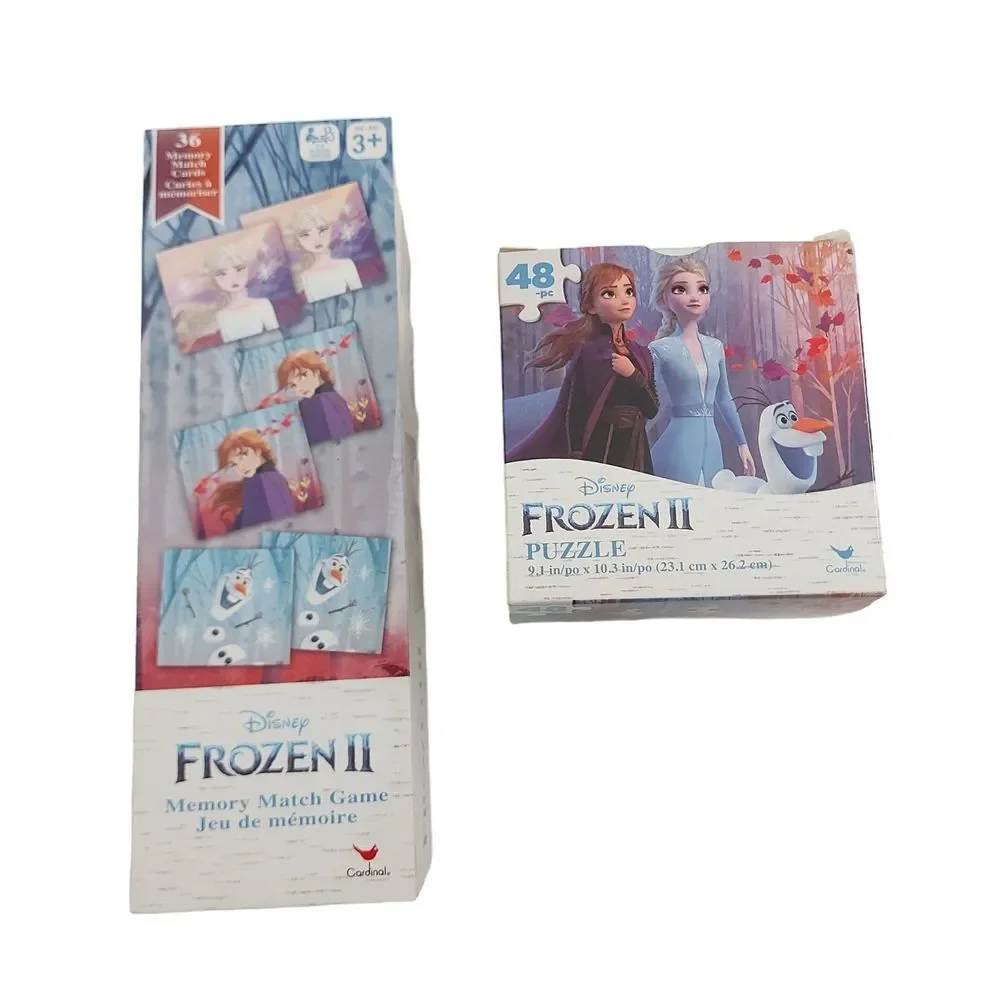 Disney Frozen II 48 pc Puzzle Memory Match Cards Game Set Of 2
